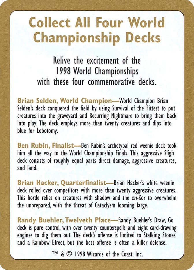 1998 World Championships Ad Token