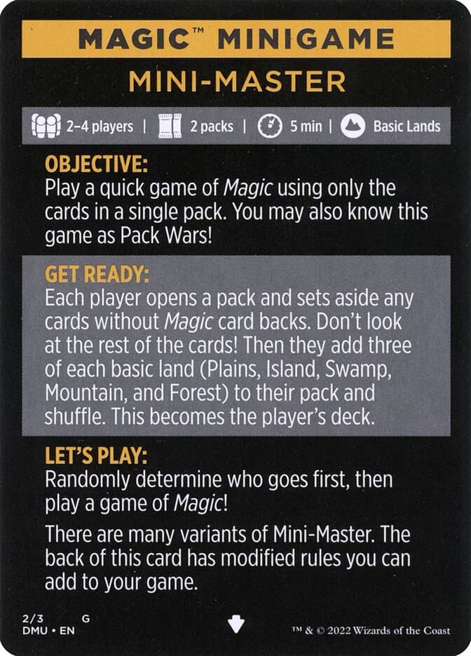 Mini-Master // Mini-Master (cont'd) Token