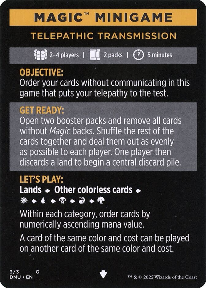 Telepathic Transmission // Telepathic Transmission (cont'd) Token
