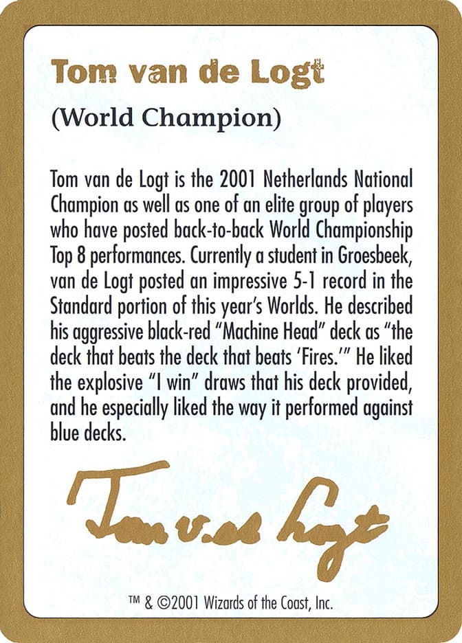 Tom van de Logt Bio (2001) Token