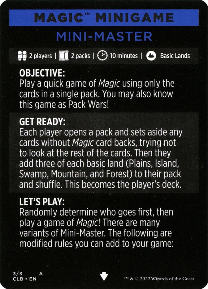 Mini-Master // Mini-Master (cont'd) Token
