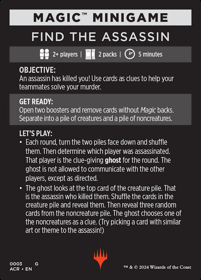 Find the Assassin // Find the Assassin (cont'd) Token