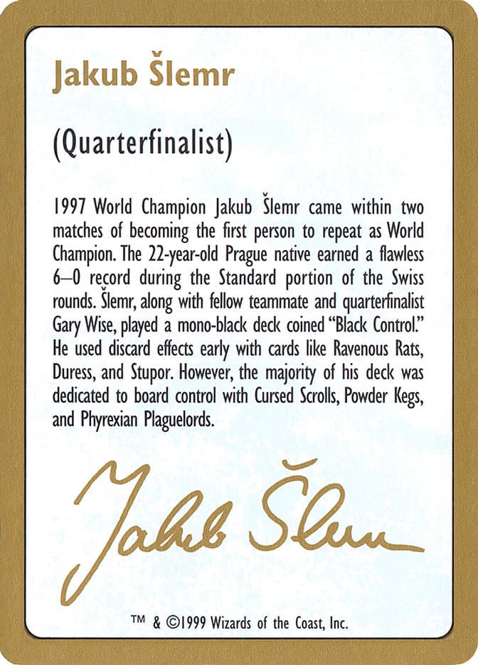 Jakub Šlemr Bio (1999) Token