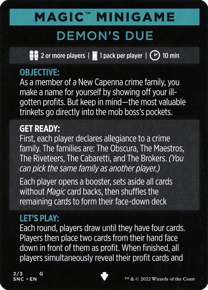 Demon's Due (minigame) // Demon's Due (cont'd) Token