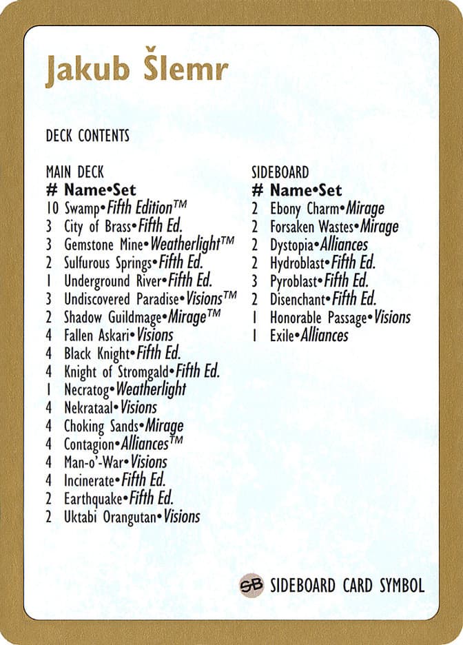 Jakub Šlemr Decklist Token