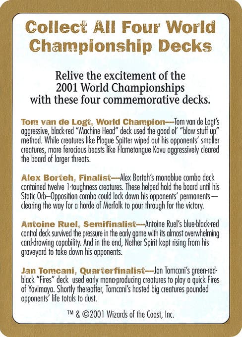 2001 World Championships Ad Token