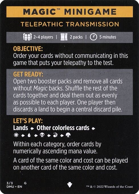 Telepathic Transmission // Telepathic Transmission (cont'd) Token