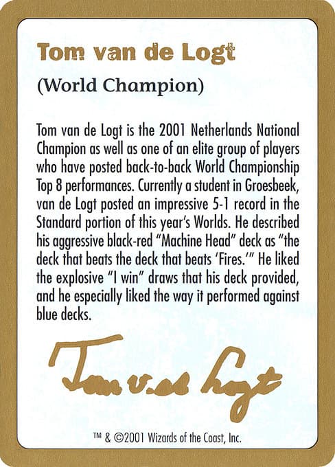 Tom van de Logt Bio (2001) Token