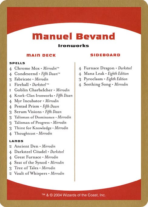 Manuel Bevand Decklist Token