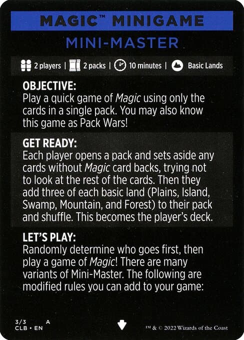 Mini-Master // Mini-Master (cont'd) Token