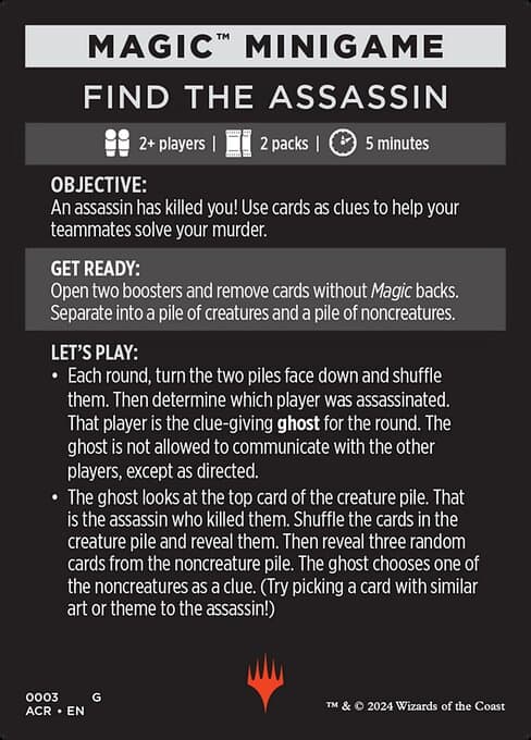 Find the Assassin // Find the Assassin (cont'd) Token