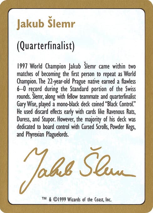 Jakub Šlemr Bio (1999) Token