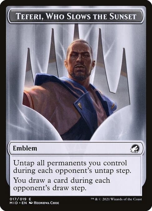 Teferi, Who Slows the Sunset Emblem Token