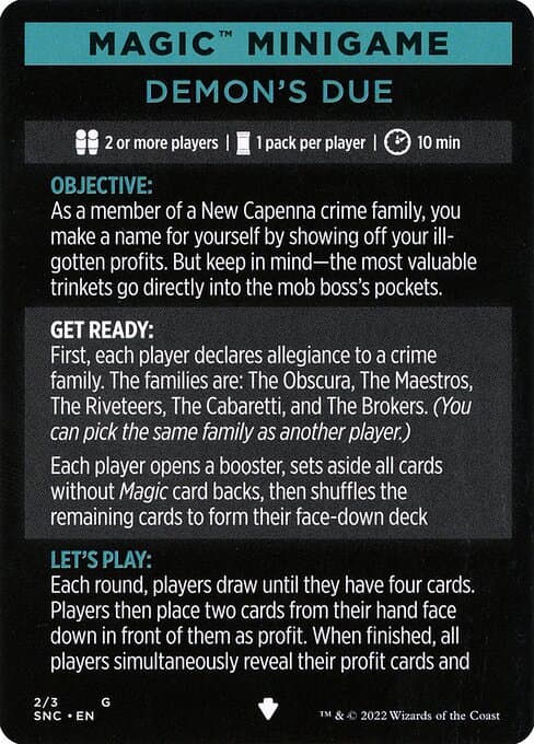 Demon's Due (minigame) // Demon's Due (cont'd) Token