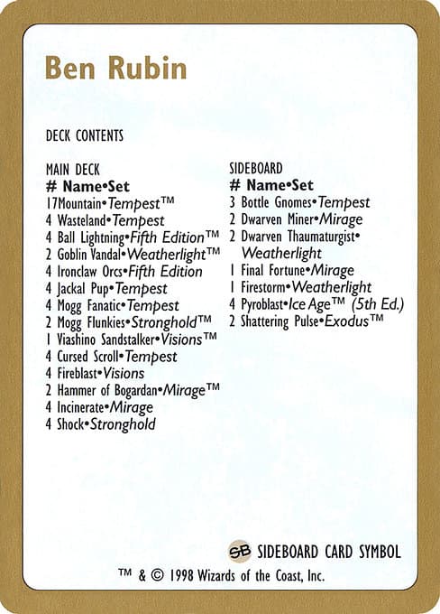 Ben Rubin Decklist Token